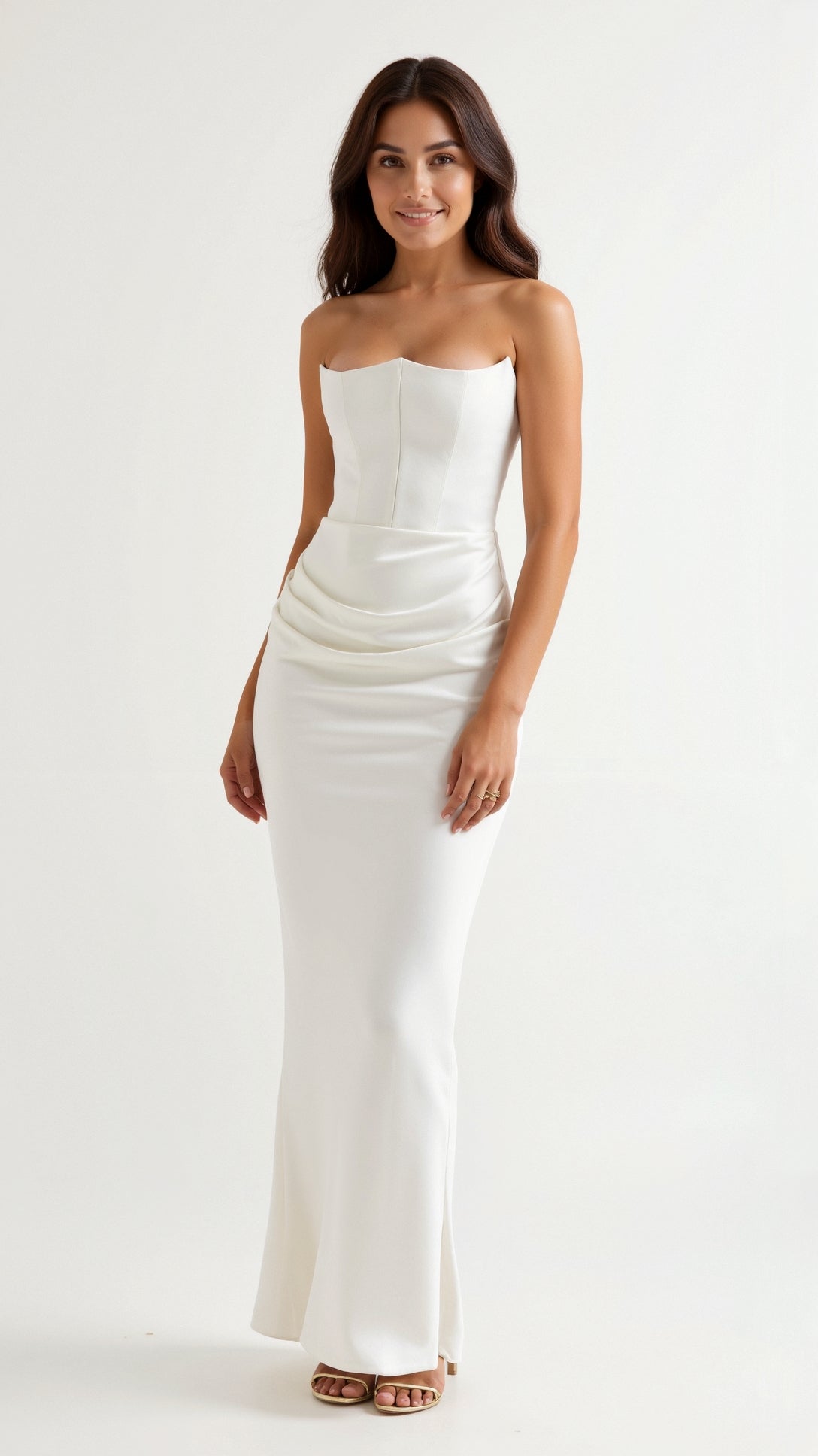 Cleo | Women's Satin Ruched Maxi Dress Black