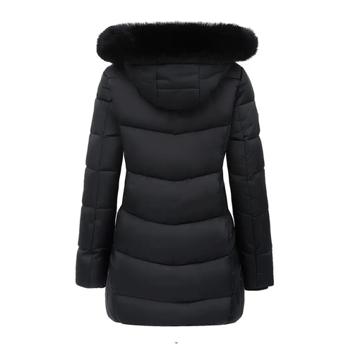 Dama Washington Alma women's puffer coat black faux fur collar hood - view 2