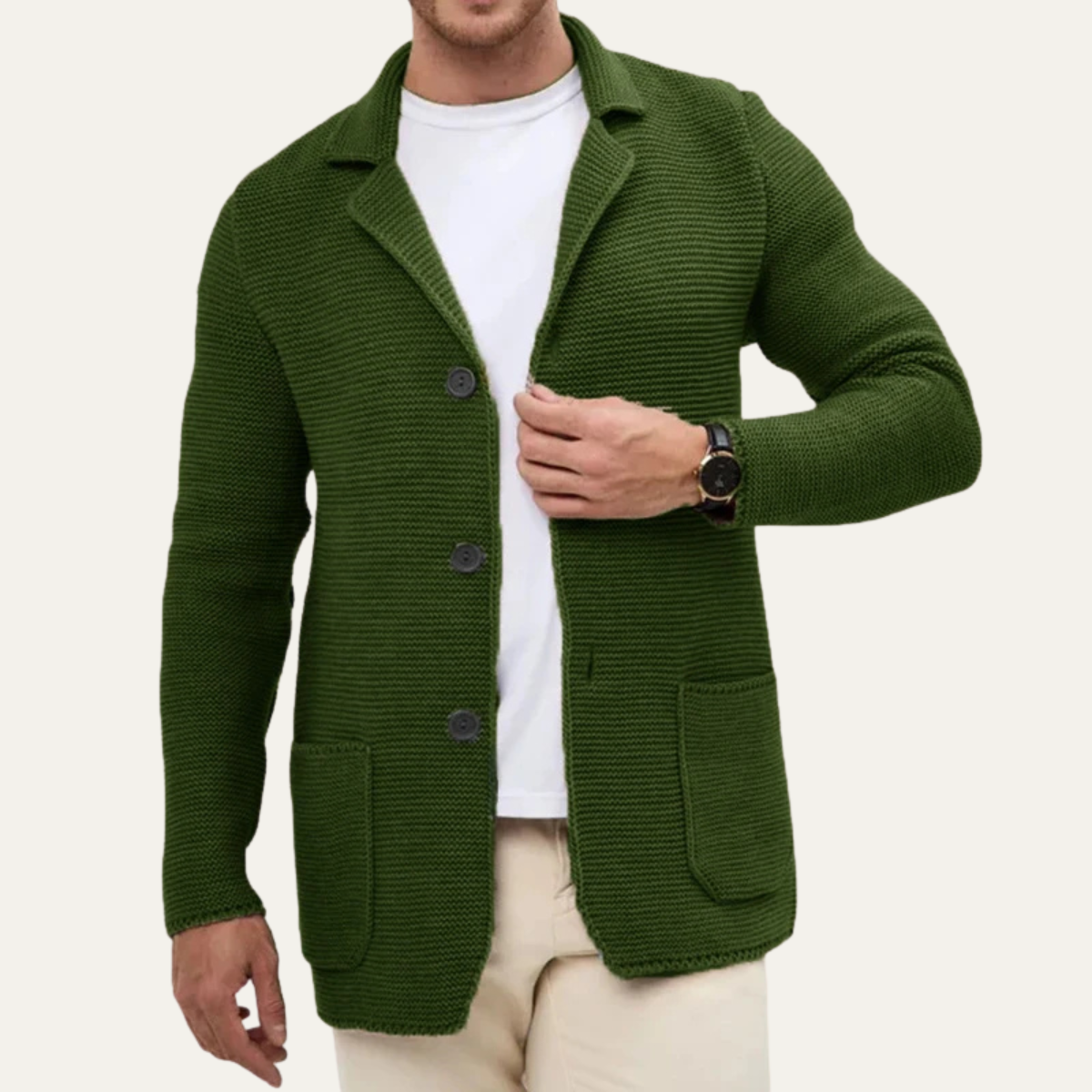 Ezra | Men's Casual Knit Button Down Blazer Navy