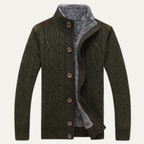Dama Washington Ash men's cable knit cardigan tan button up sweater - view 4