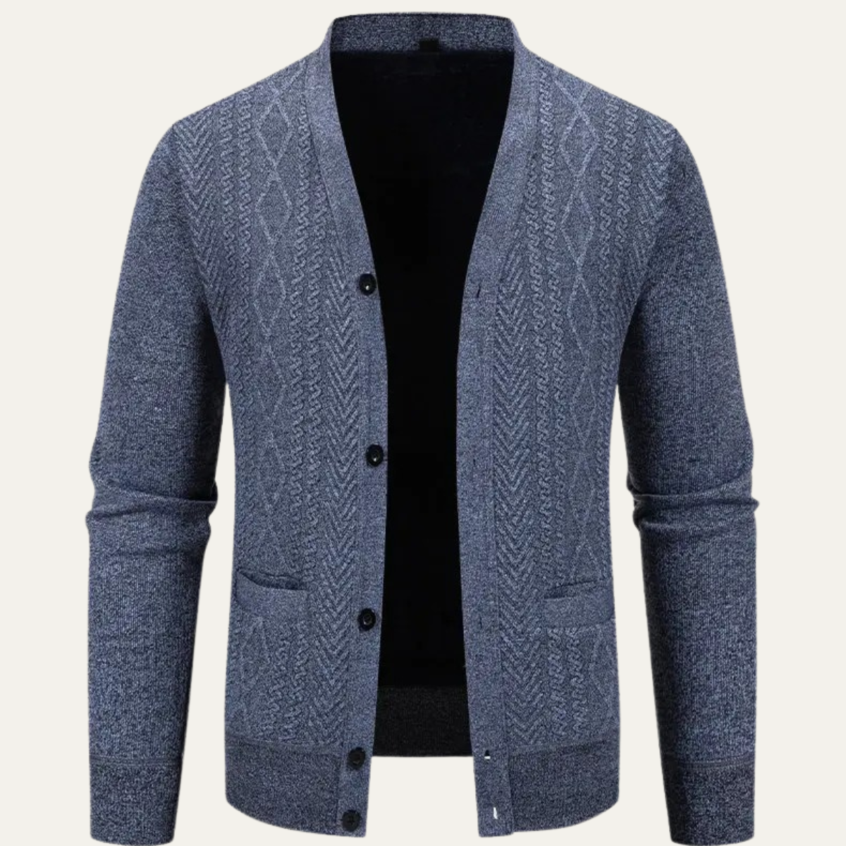 Axel | Men's Casual Cable Knit Cardigan Burgundy Button Up