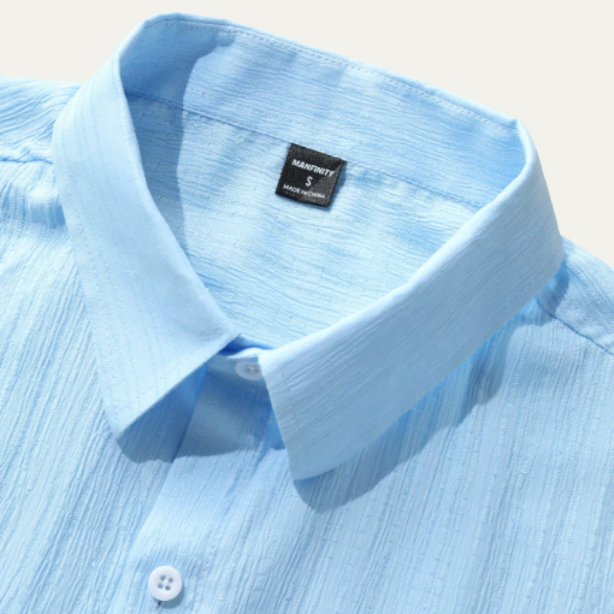 Silas | Men's Casual Linen Button Up Shirt Light Blue Short Sleeve