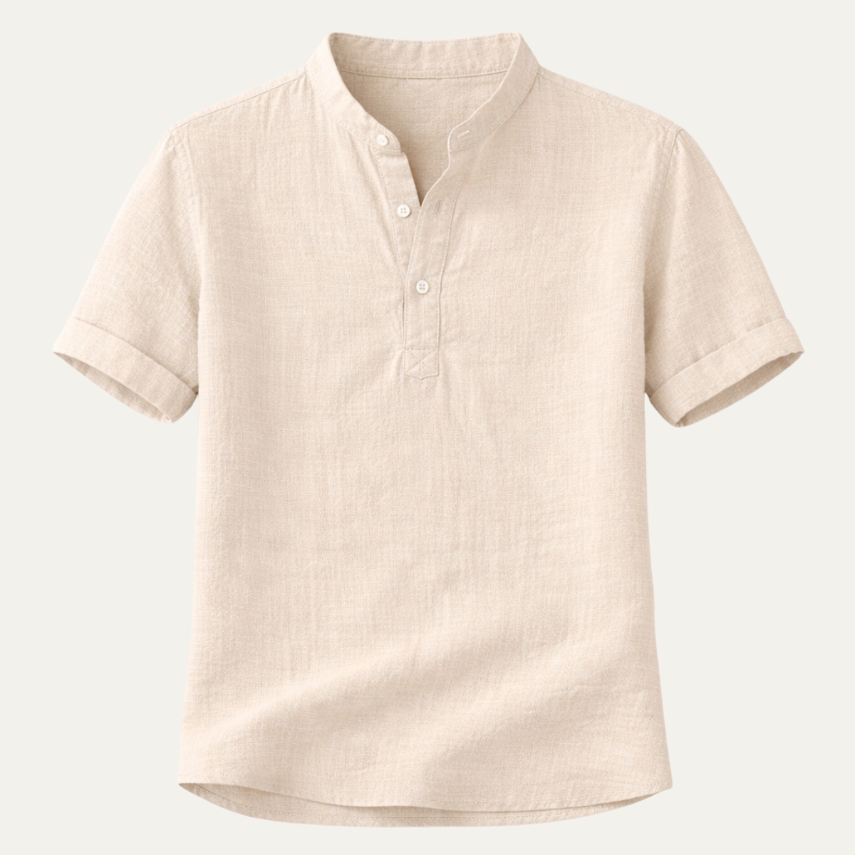 Beau | Men's Linen Shirt Cream Short Sleeve Button Up