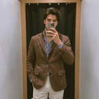 Voss | Men's Tweed Herringbone Blazer Brown Single Breasted