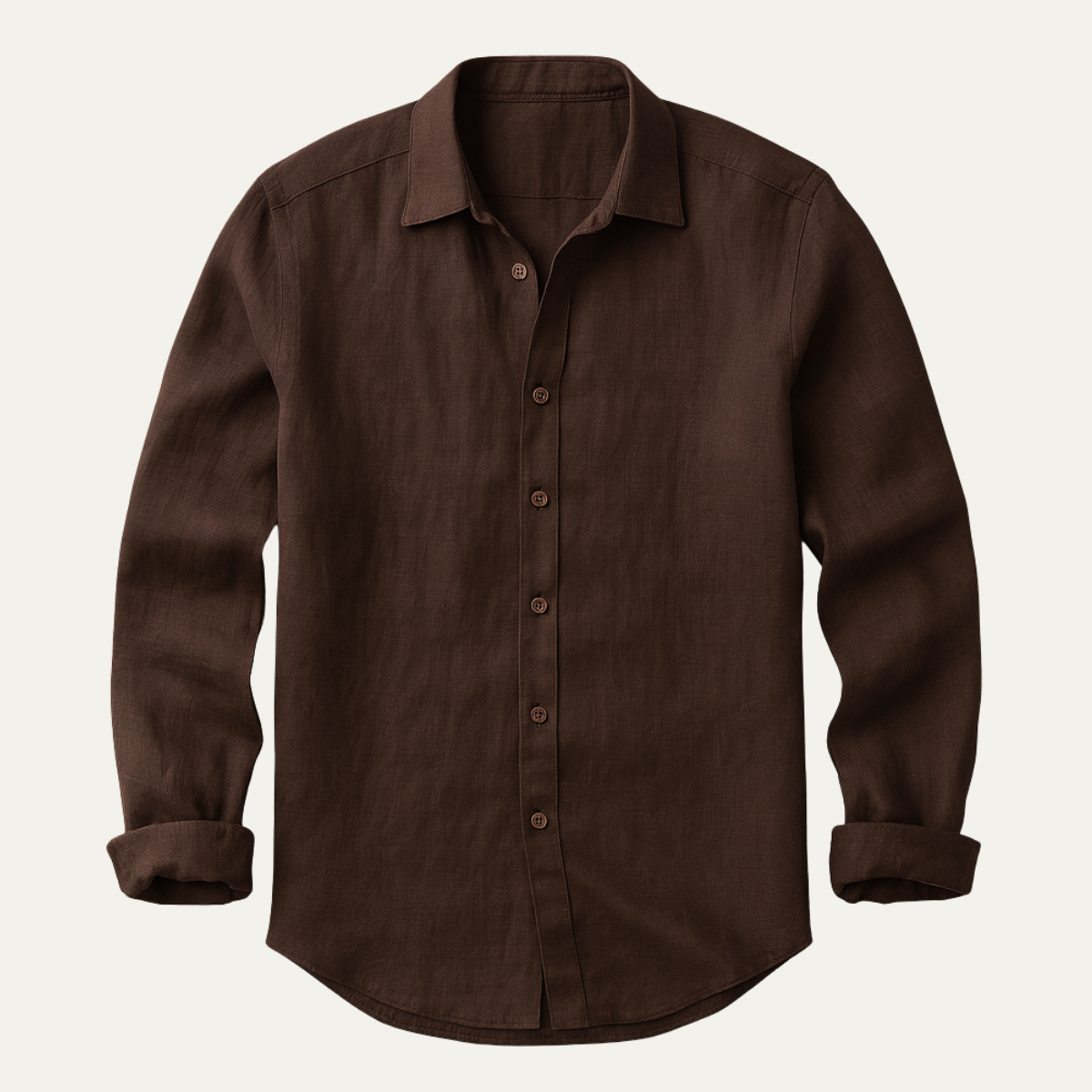 Axel | Men's Linen Shirt Cream Long Sleeve Button Up