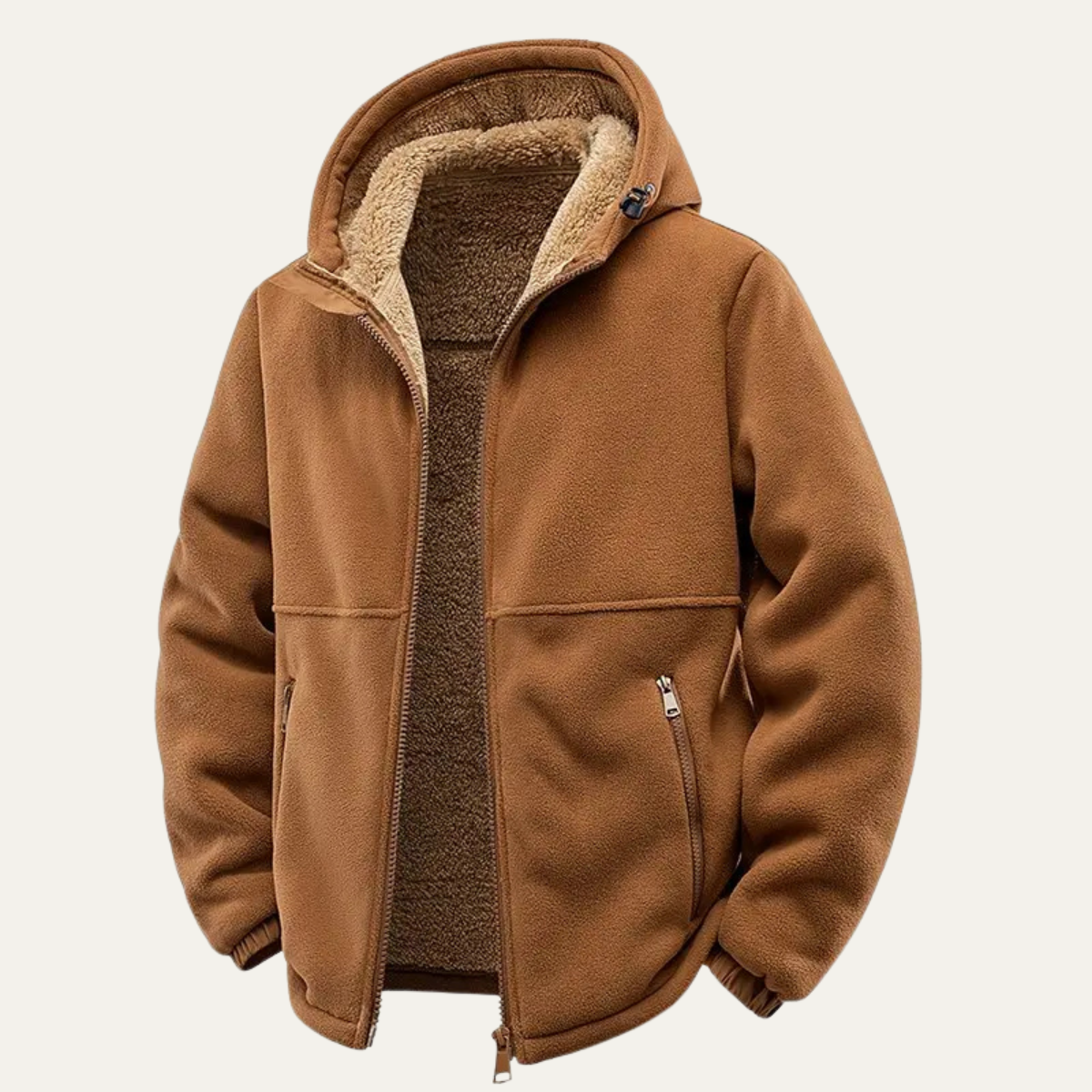 Rowan | Men's Sherpa Lined Fleece Jacket Camel Hooded