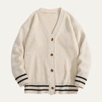 Dama Washington Beau men's casual cardigan gray white stripe knit - view 2