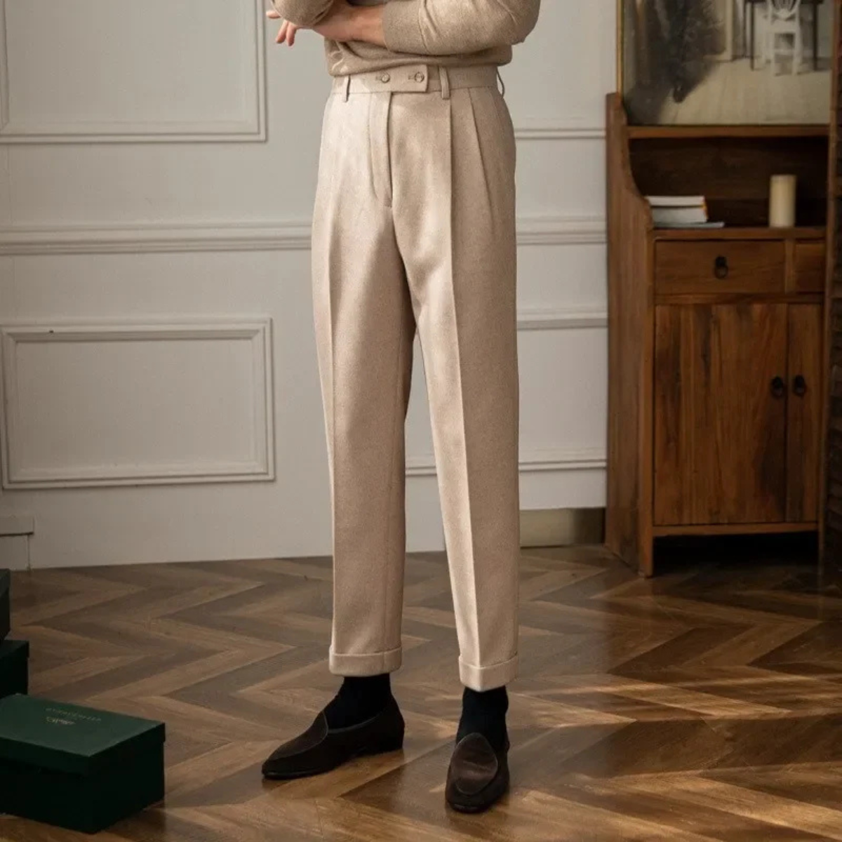 Beau | Men's Pleated Tailored Dress Pants Gray
