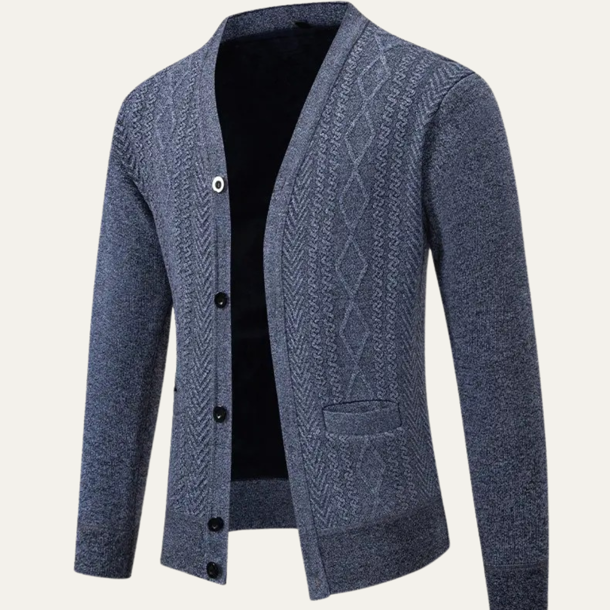 Axel | Men's Casual Cable Knit Cardigan Burgundy Button Up