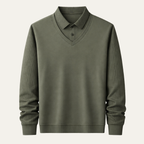 Dama Washington Sage men's mock neck sweater sage green ribbed sleeves - view 4