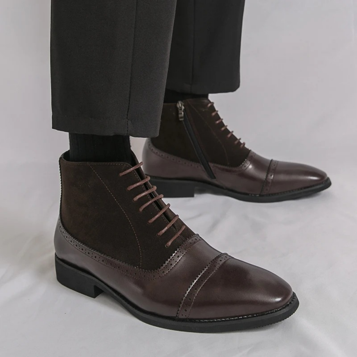 Sage | Men's Leather Lace Up Boot Brown Wingtip Ankle