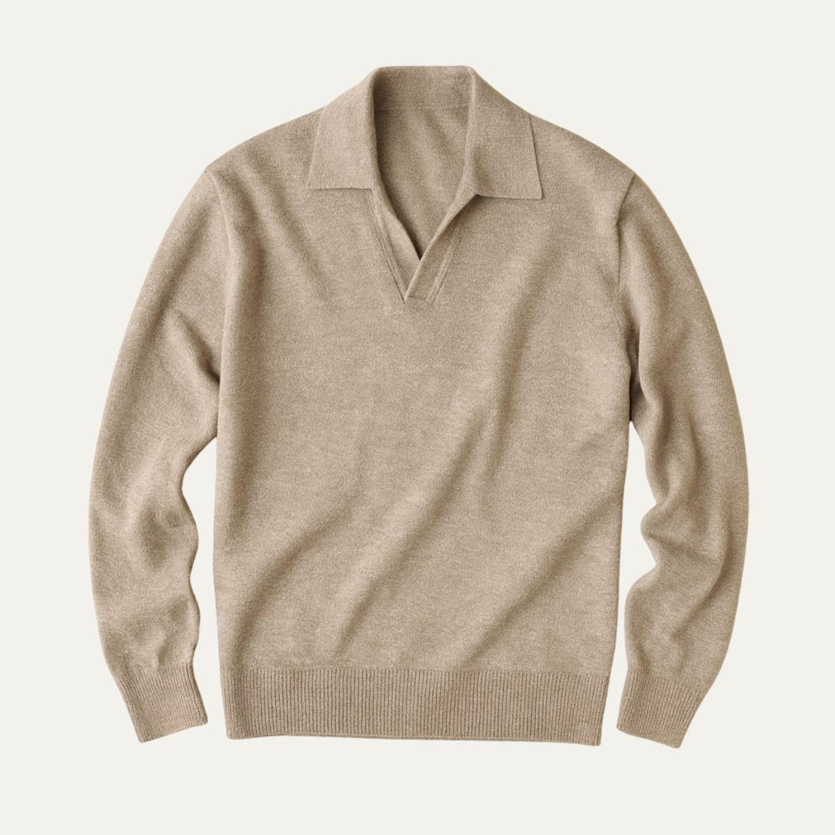 Blake | Men's Casual V Neck Sweater Taupe Long Sleeve