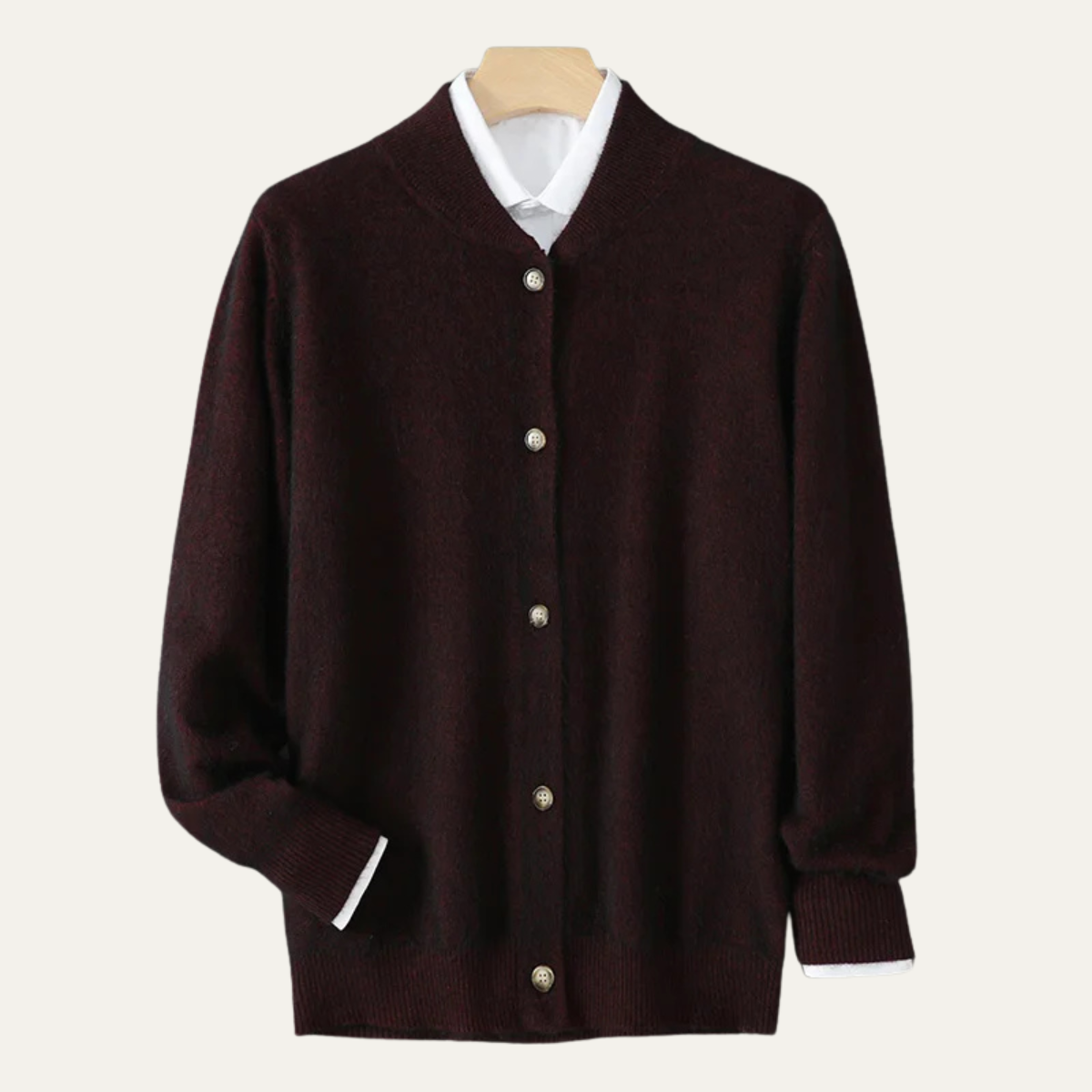 Casper | Men's Cream Cardigan Sweater Button Up Crew Neck
