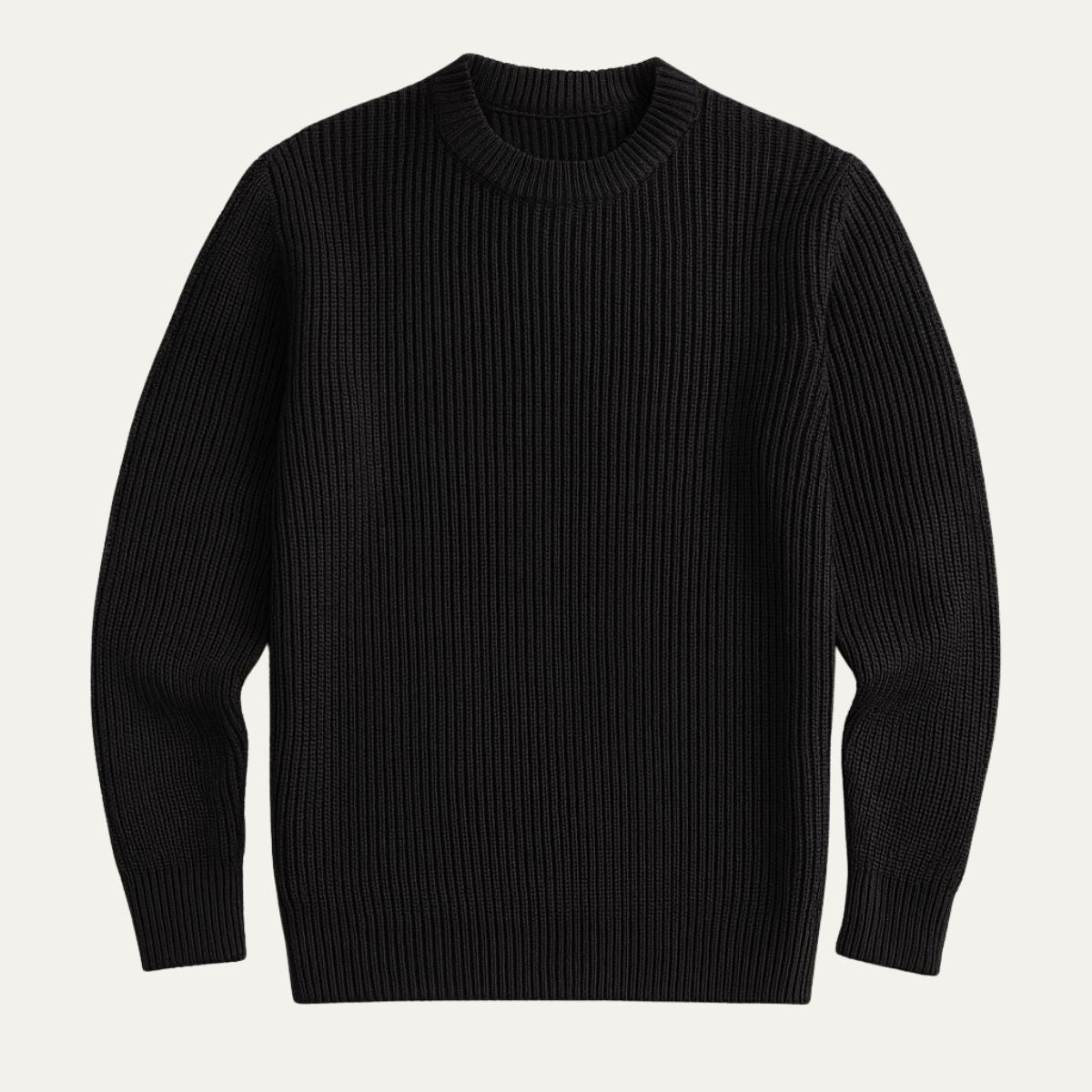 Isla | Men's Ribbed Knit Sweater Cream Crew Neck