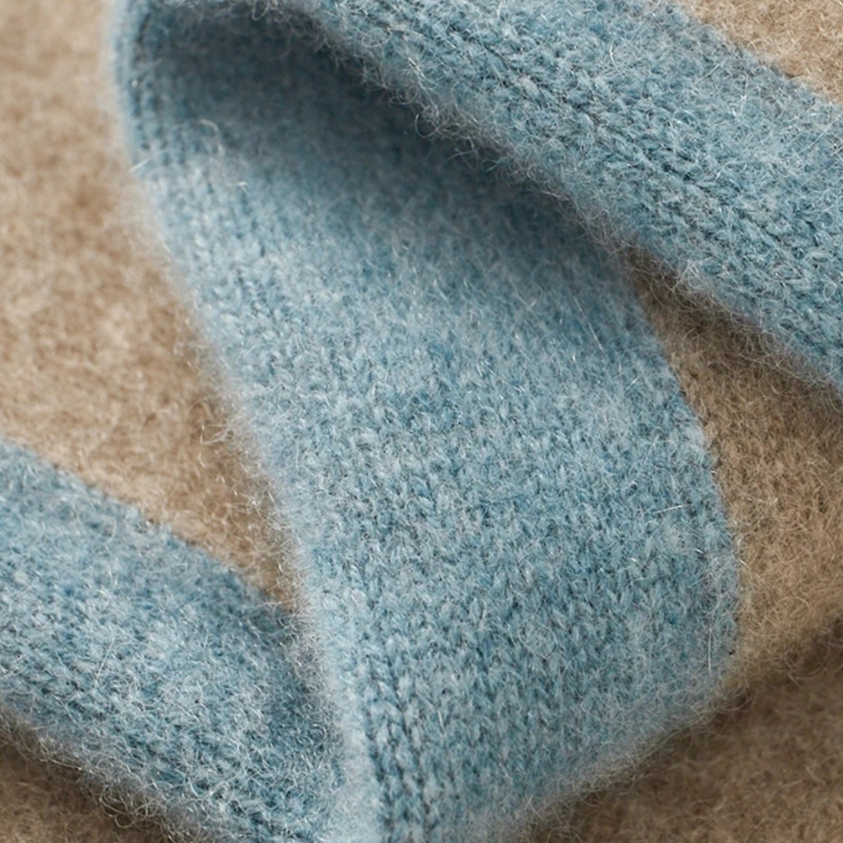 Ines | Men's Colorblock Cashmere Cardigan Cream Light Blue