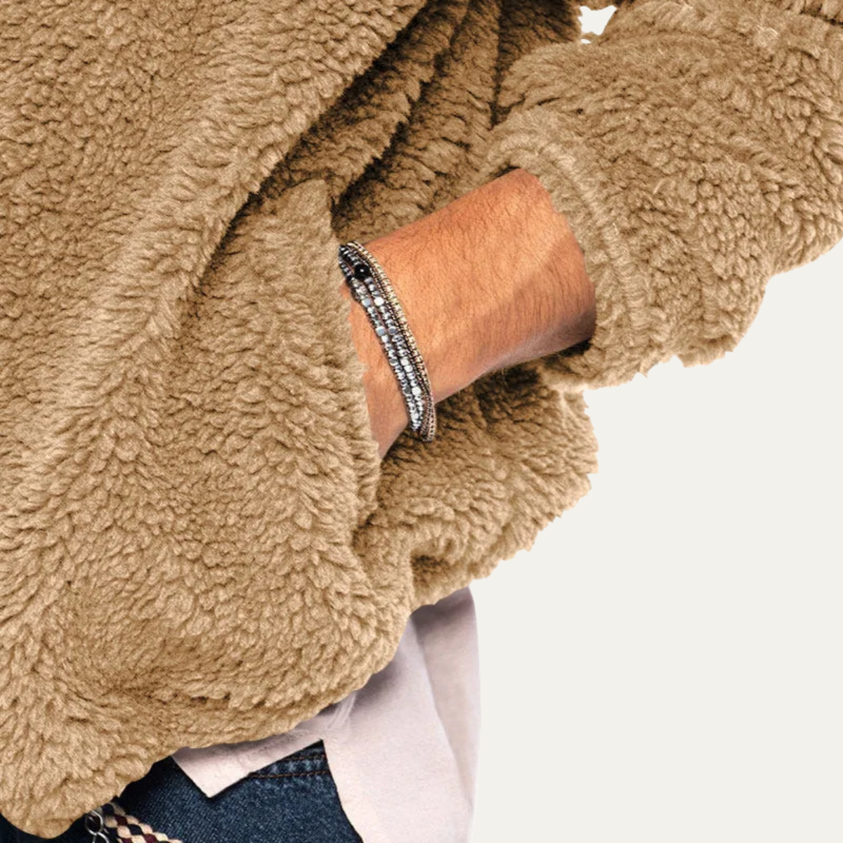 Ezra | Men's Fleece Zip Up Hoodie Beige