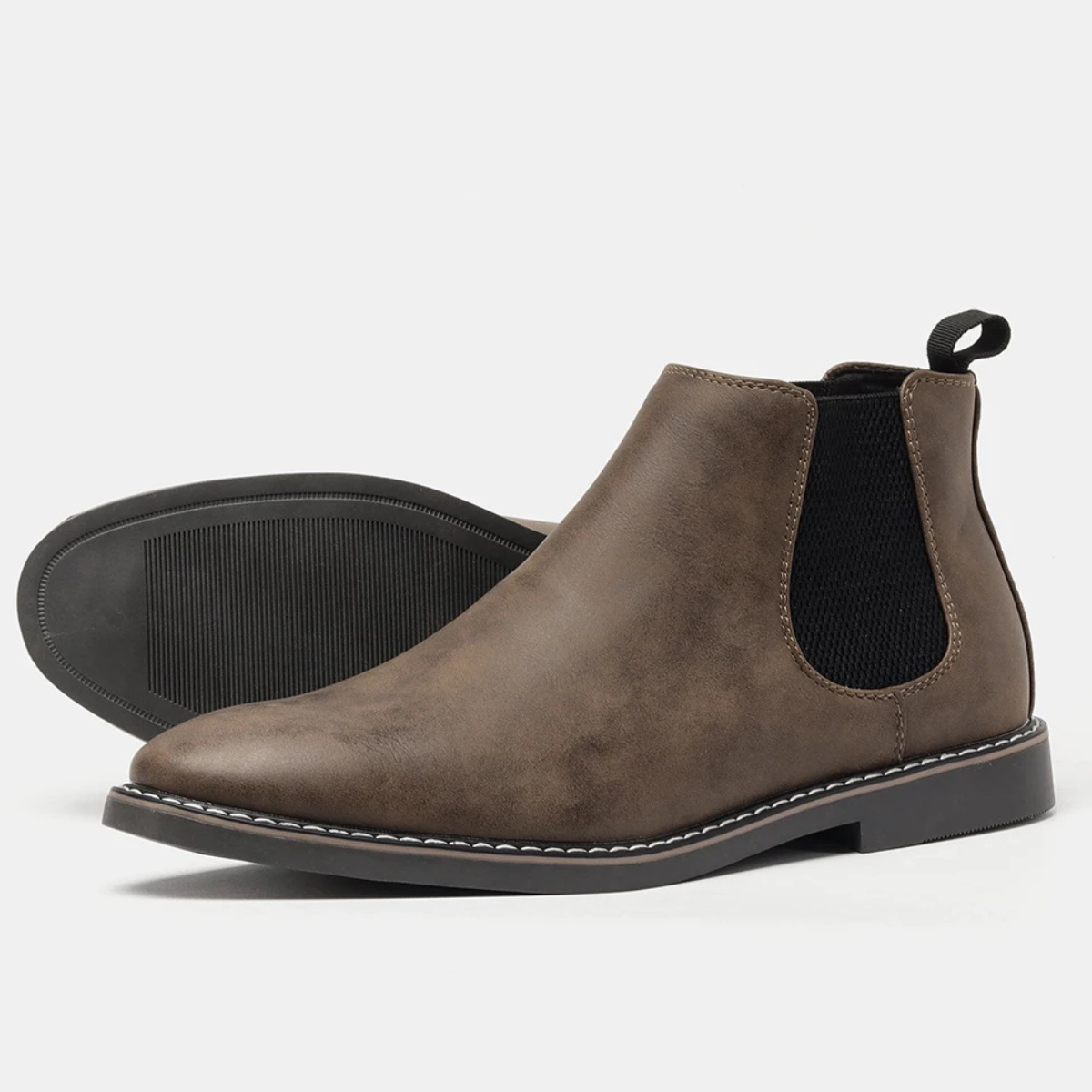 Leo | Men's Chelsea Ankle Boots Brown Suede Slip On