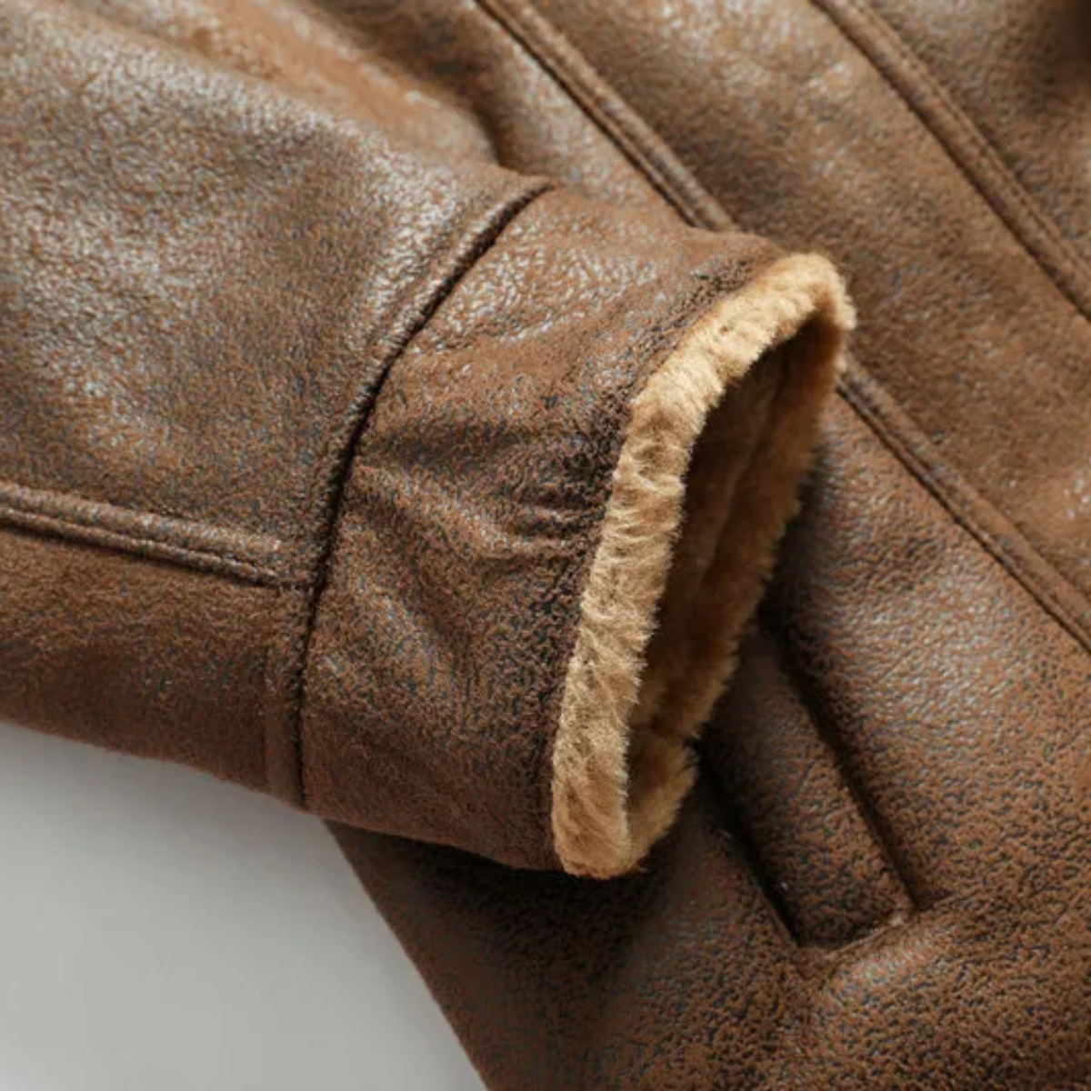Ezra | Men's Sherpa Lined Denim Jacket Brown Warm