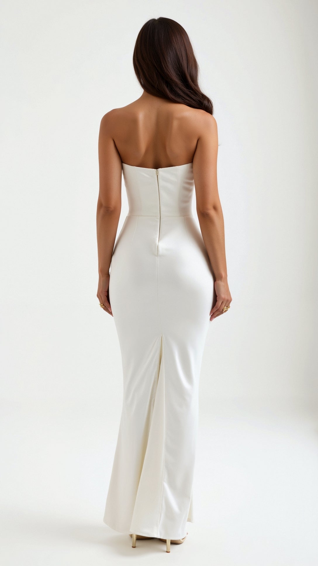 Cleo | Women's Satin Ruched Maxi Dress Black