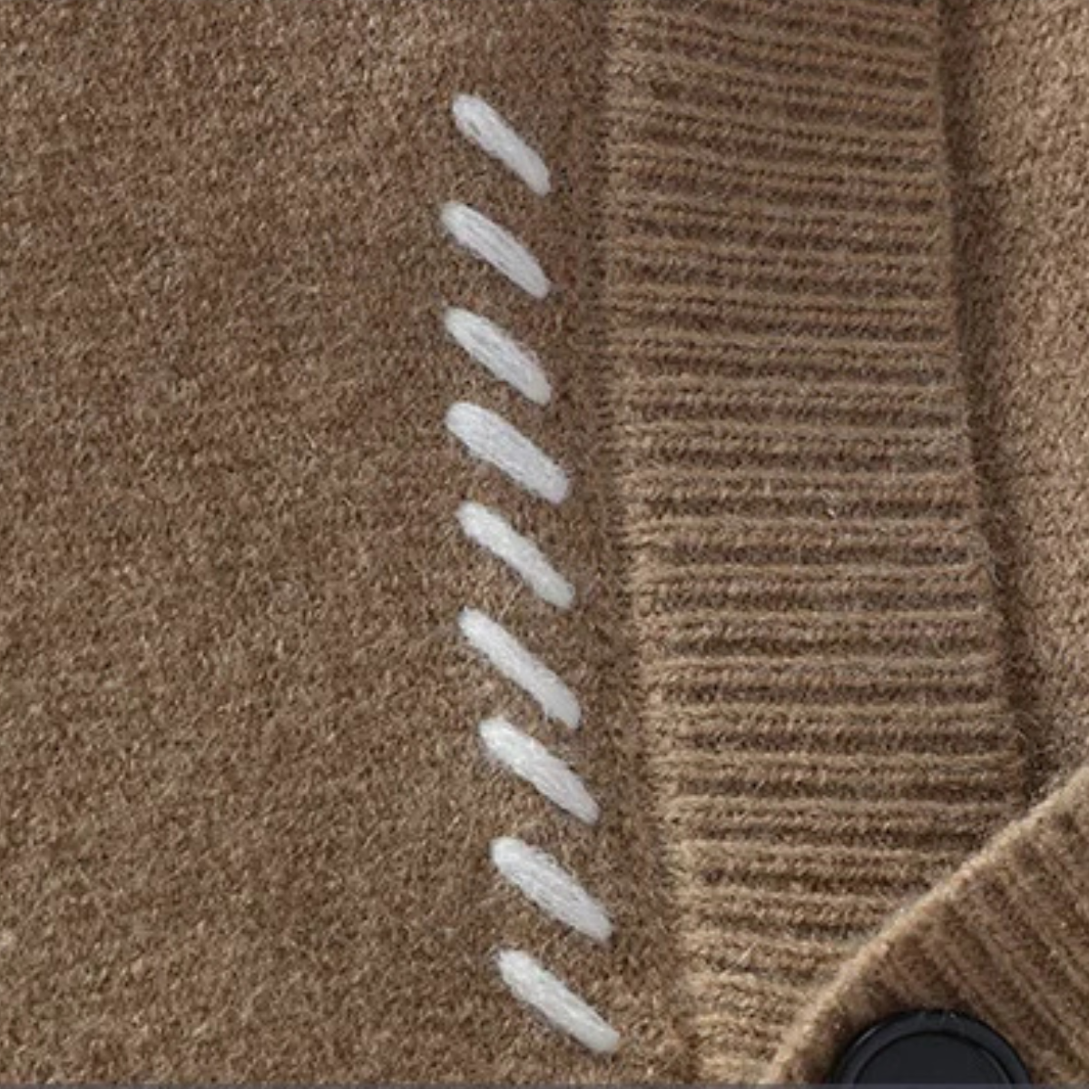 Axel | Men's Cardigan Beige With Embroidered Details Button Down