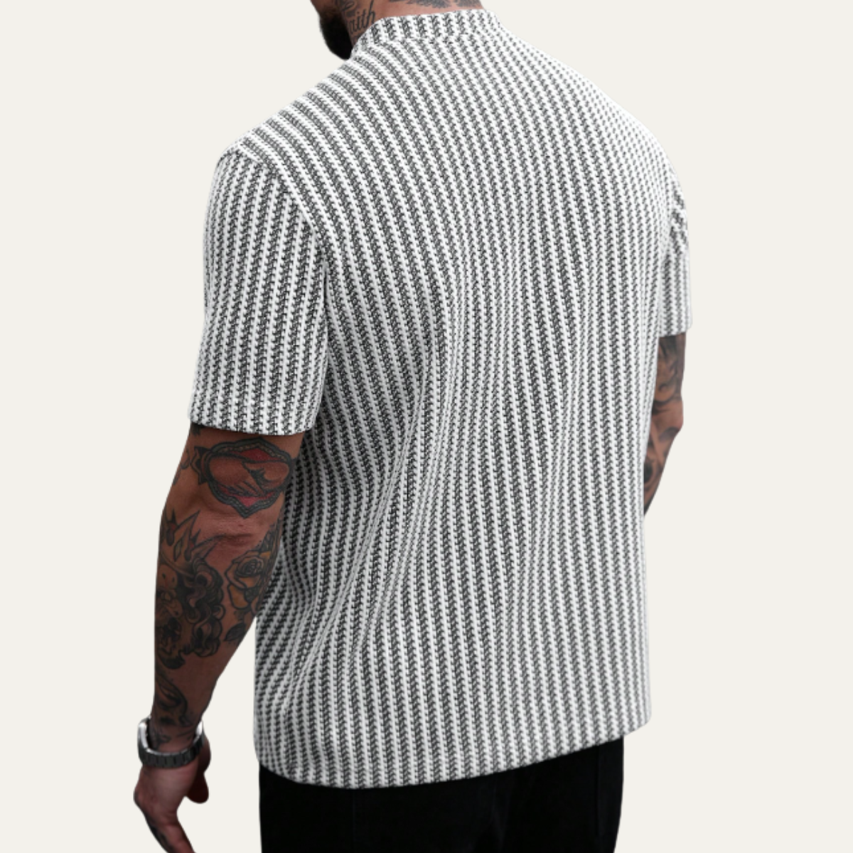 Beau | Men's Textured Polo Shirt Cream