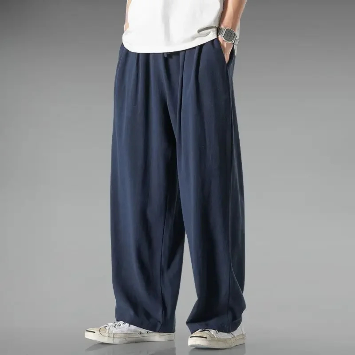 Rowan | Men's Relaxed Fit Linen Pants Navy