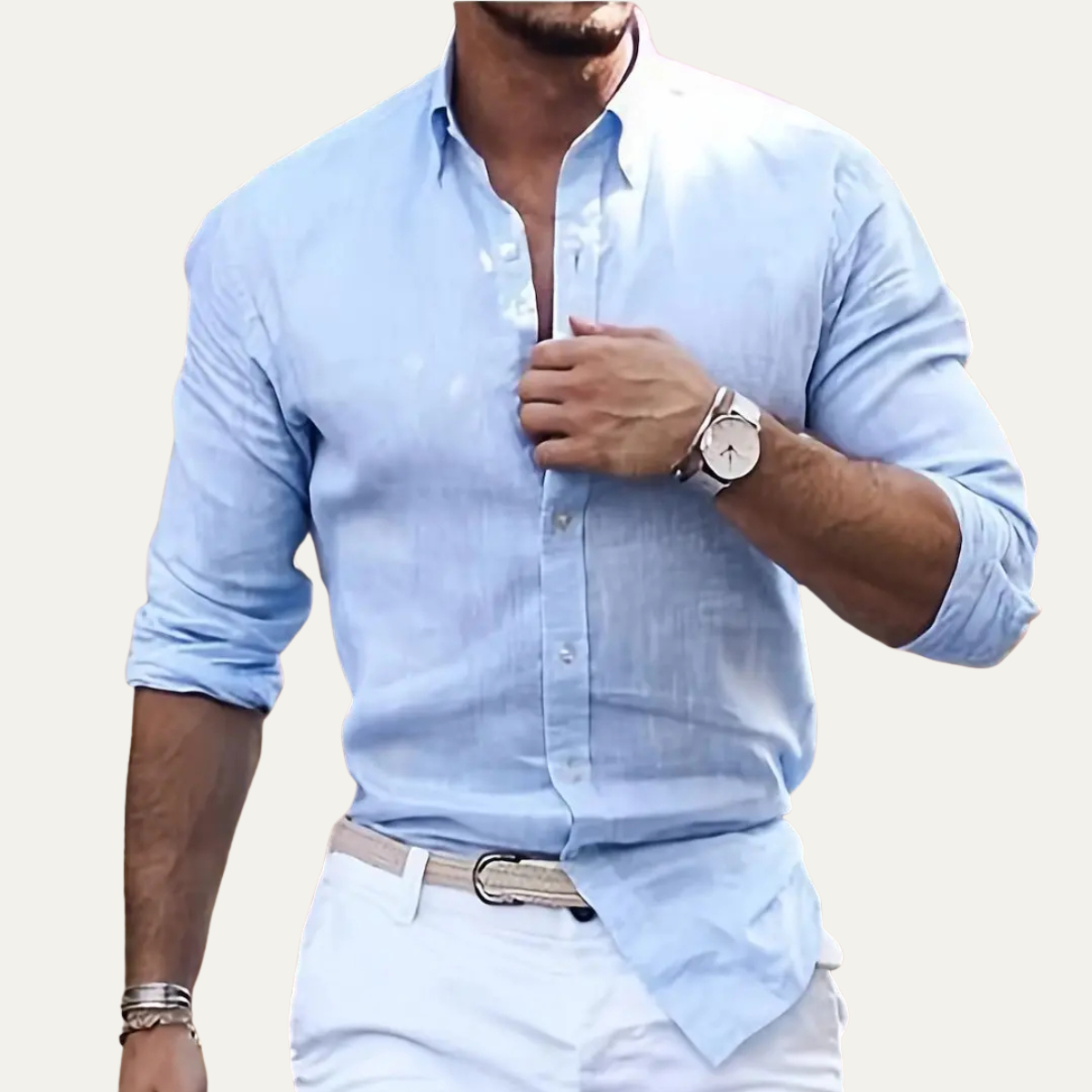 Axel | Men's Button Up Shirt White Long Sleeve Casual