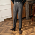 Dama Washington Beau men's pleated tailored dress pants gray - front view