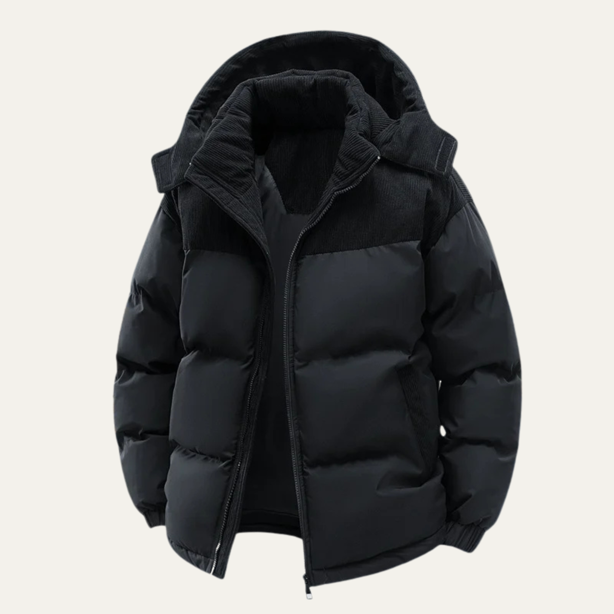 Ash | Men's Puffer Jacket Cream Khaki Hooded Winter