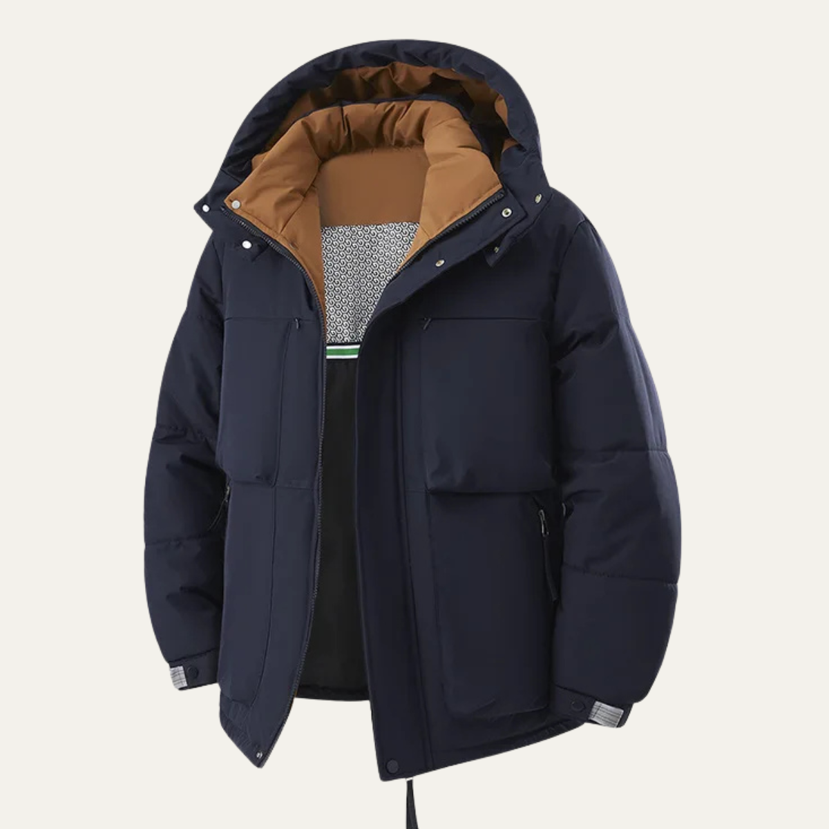 Axel | Men's Puffer Jacket Camel Blue Lined Hooded
