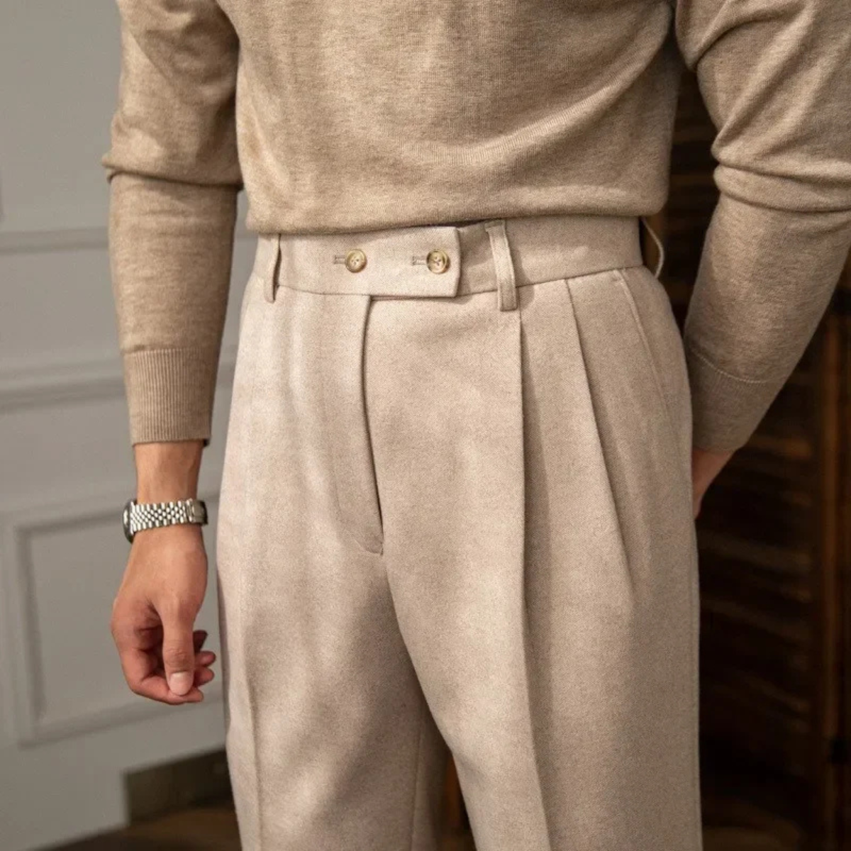Beau | Men's Pleated Tailored Dress Pants Gray