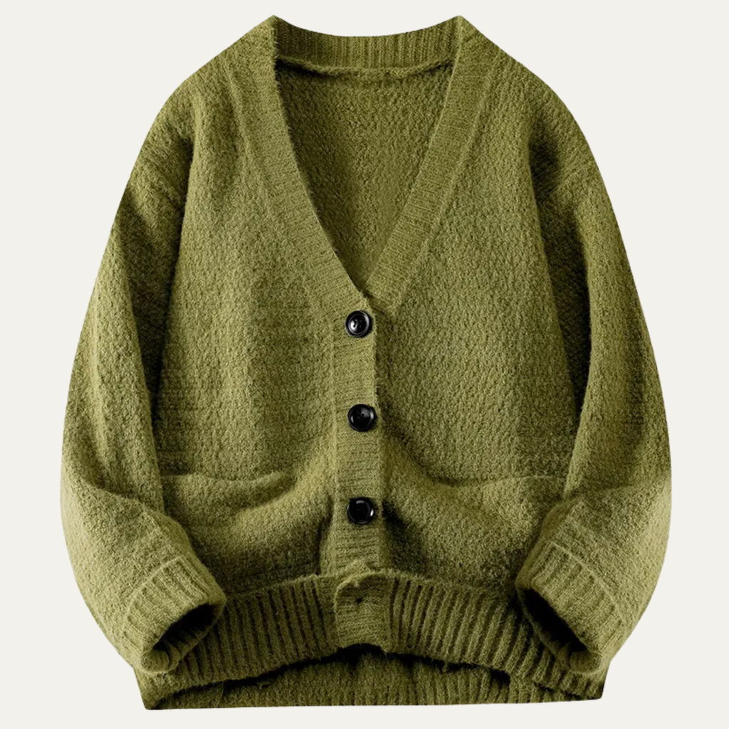 Dama Washington Axel men's oversized cable knit cardigan gray button up - view 4