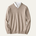 Dama Washington Beau men's v neck cashmere sweater cream - front view