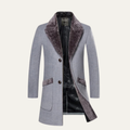 Dama Washington Axel men's gray wool coat faux fur collar - front view