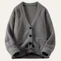 Dama Washington Axel men's oversized button up cardigan gray v neck - front view