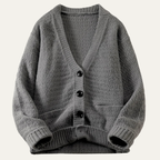 Dama Washington Axel men's oversized button up cardigan gray v neck - front view