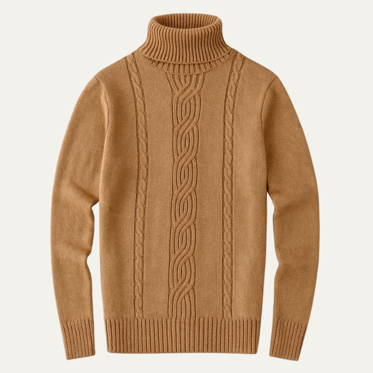 Bram | Men's Cable Knit Turtleneck Sweater Black
