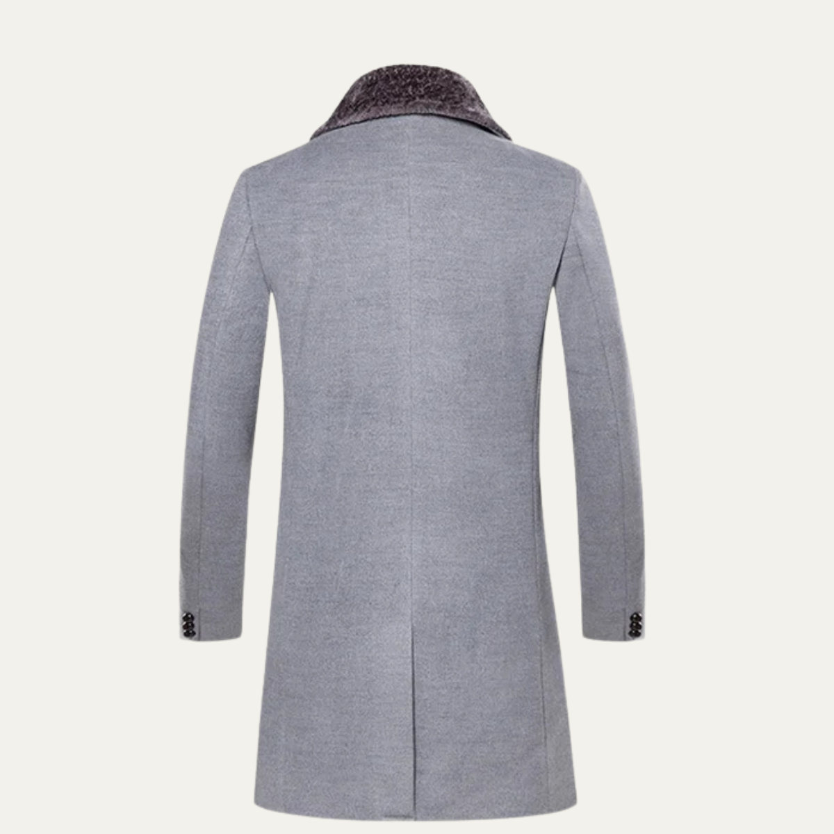 Axel | Men's Gray Wool Coat Faux Fur Collar