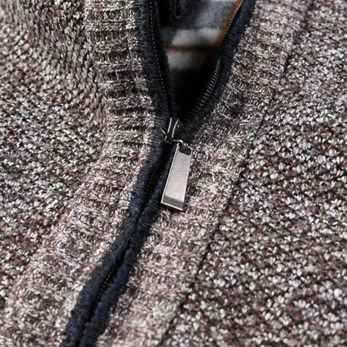 Rowan | Men's Zip Up Cardigan Black With Plaid Lining Warm