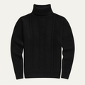 Dama Washington Bram men's cable knit turtleneck sweater black - front view
