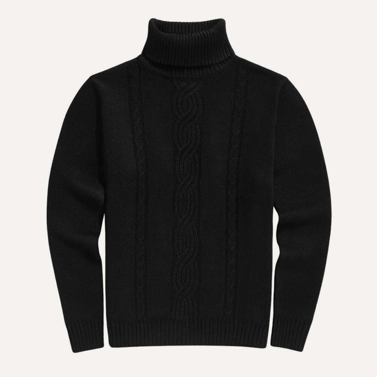 Axel | Men's Cable Knit Turtleneck Sweater Black