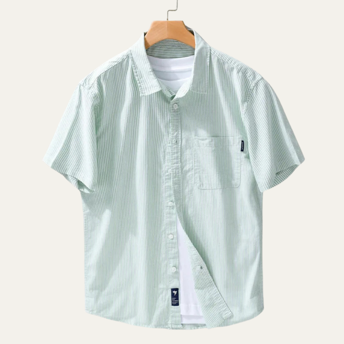 Bram | Men's Short Sleeve Button Up Shirt Light Blue Stripe