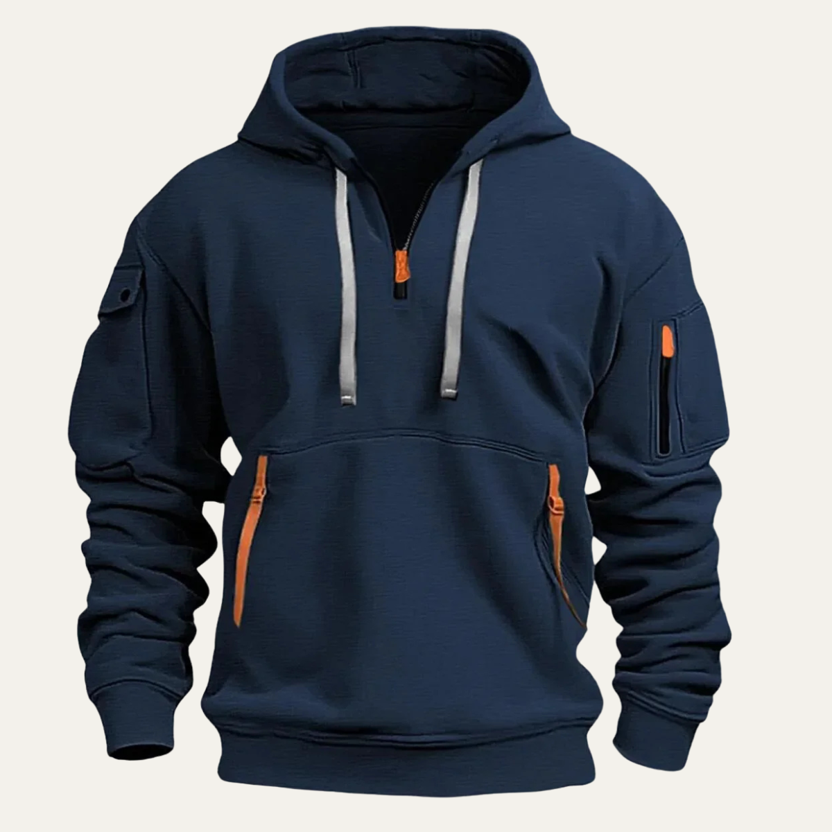 Lars | Men's Cargo Zip Up Hoodie Burgundy Multi Pocket