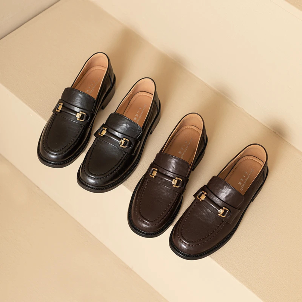 Axel | Men's Classic Slip On Leather Loafers Black Metal Buckle