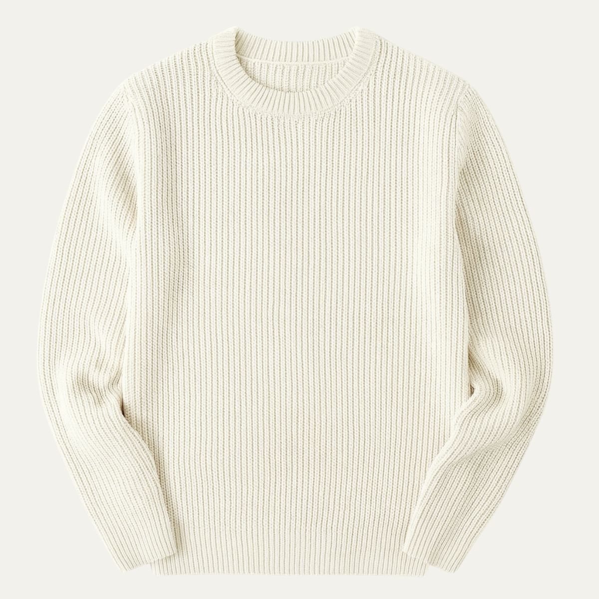 Ives | Men's Ribbed Crew Neck Sweater Brown Merino Wool