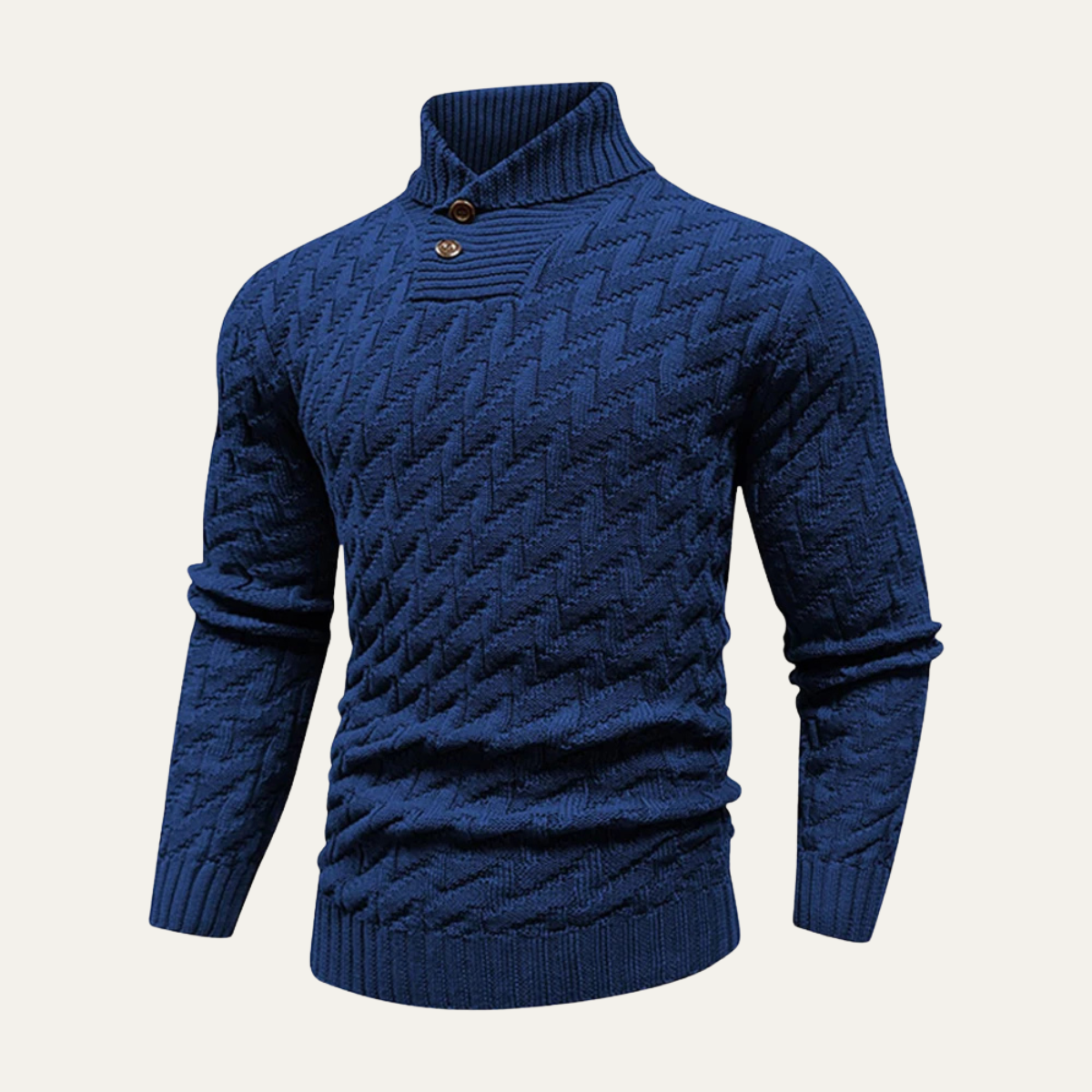 Beckett | Men's Textured Turtleneck Sweater Navy Cable Knit
