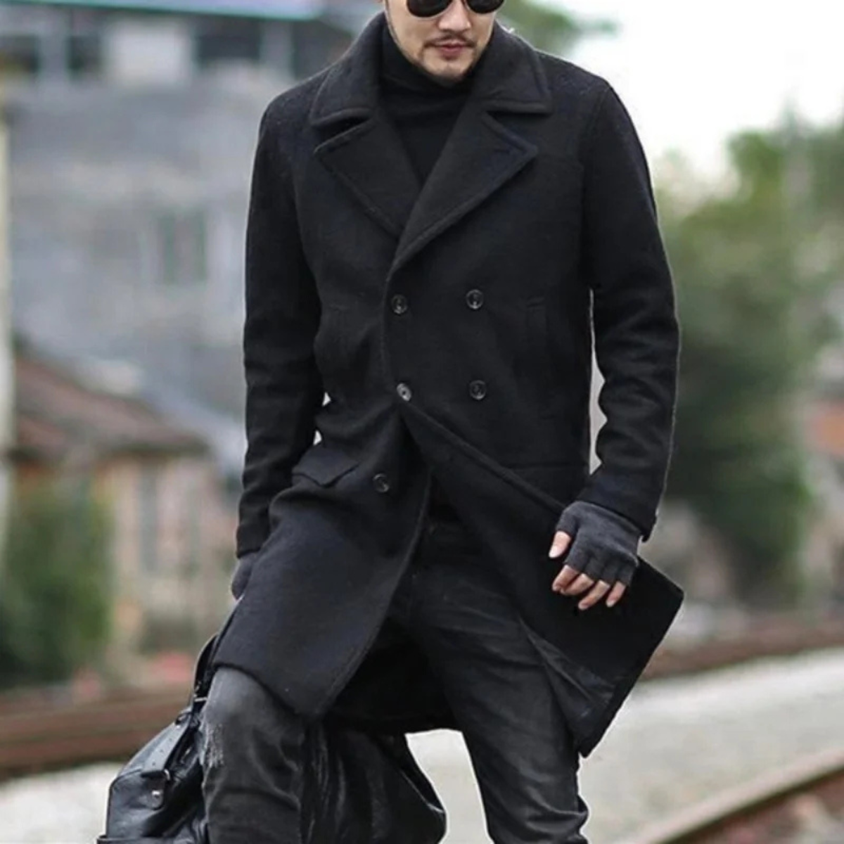 Nash | Men's Double Breasted Wool Coat Brown