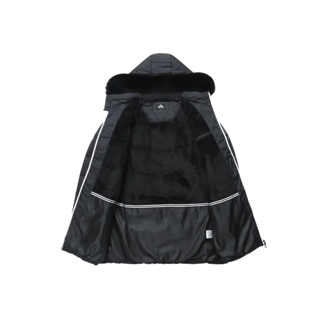 Dama Washington Alma women's puffer coat black faux fur collar hood - view 3