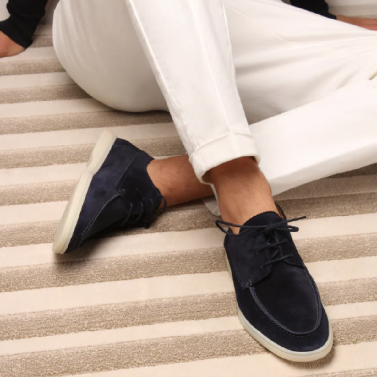 Beau | Men's Casual Suede Loafer Cream Crepe Sole