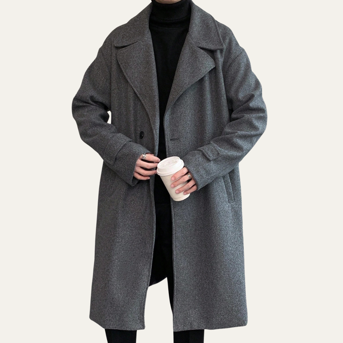 Nash | Men's Wool Overcoat Black Long